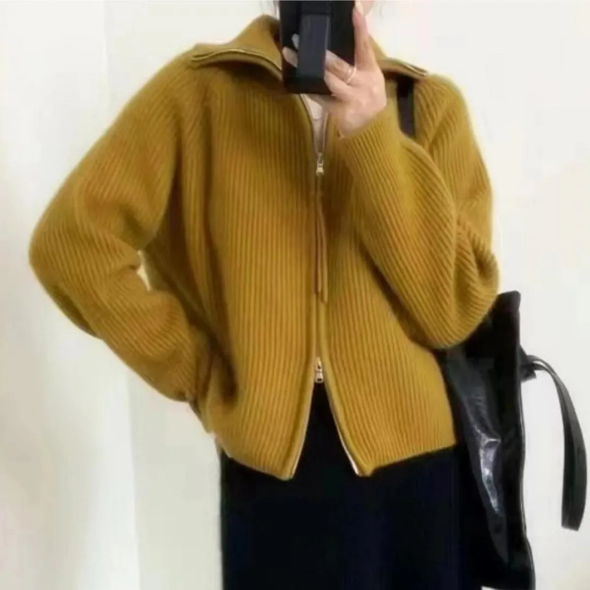 2023 autunno inverno nuovo design della moda senso colletto in piedi doppia testa cerniera cappotto casual a maniche lunghe da d