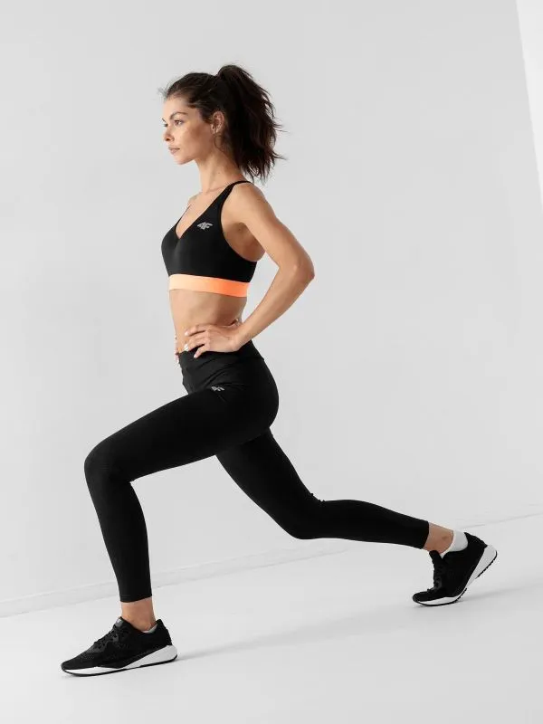 4F WOMEN’S QUICK-DRYING  7/8 Running Leggings Deep Black