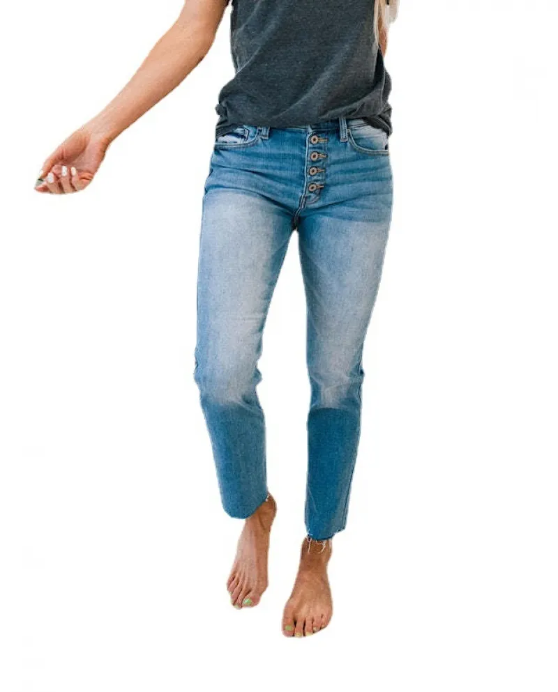 And  Autumn New Independent Station Washed Mid-rise Straight Jeans For Women Are Super Hot
