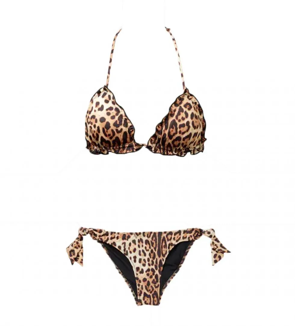Bikini triangolo e slip Marrone leopardato