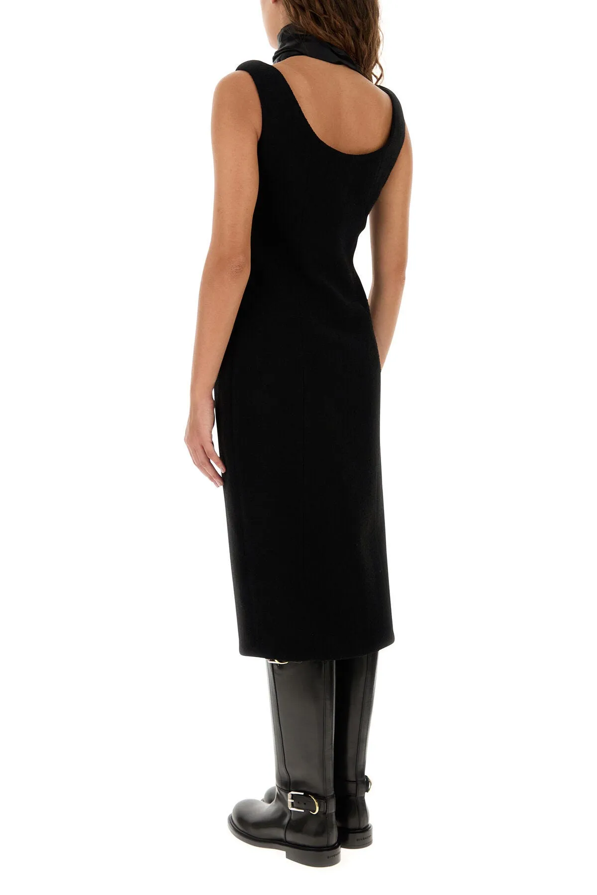 Black stretch wool blend dress    