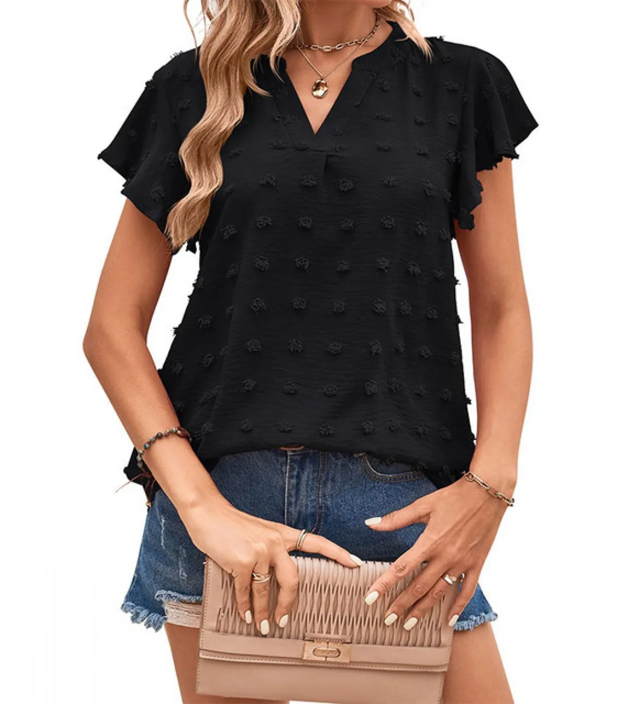 Camicie da donna con scollo a V moda Camicetta elegante semplice pieghettata Camicetta nera allentata manica lunga autunno bianc
