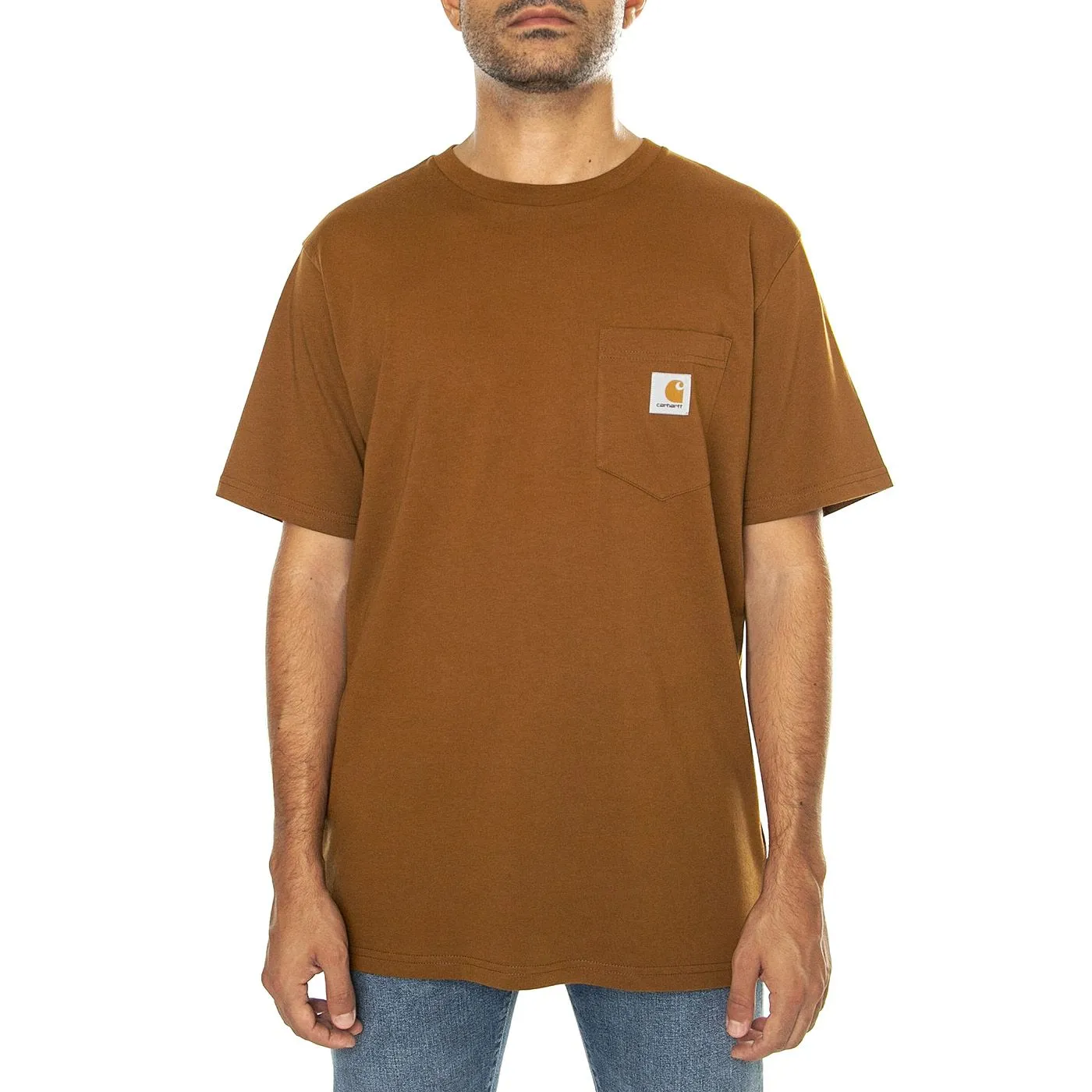 CARHARTT WIP S/S Pocket T-Shirt Deep H Brown - Maglietta Girocollo Uomo Marrone    