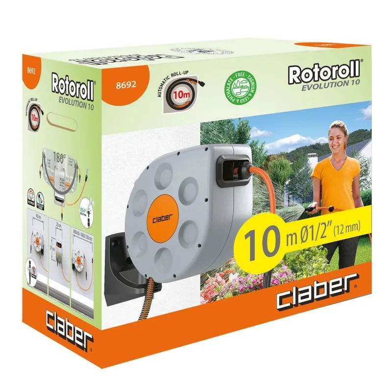 Claber avvolgitubo automatico rotoroll evolution 10 mt cod. 8692