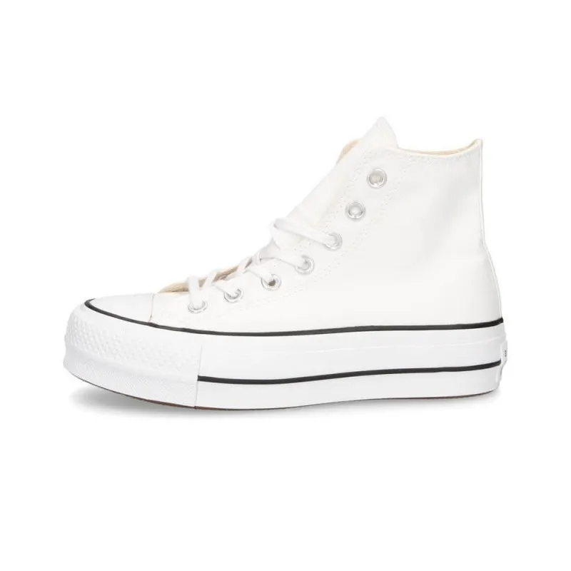 Converse Ctas Lift Hi Scarpa Alta Tela Platform Bianco Donna