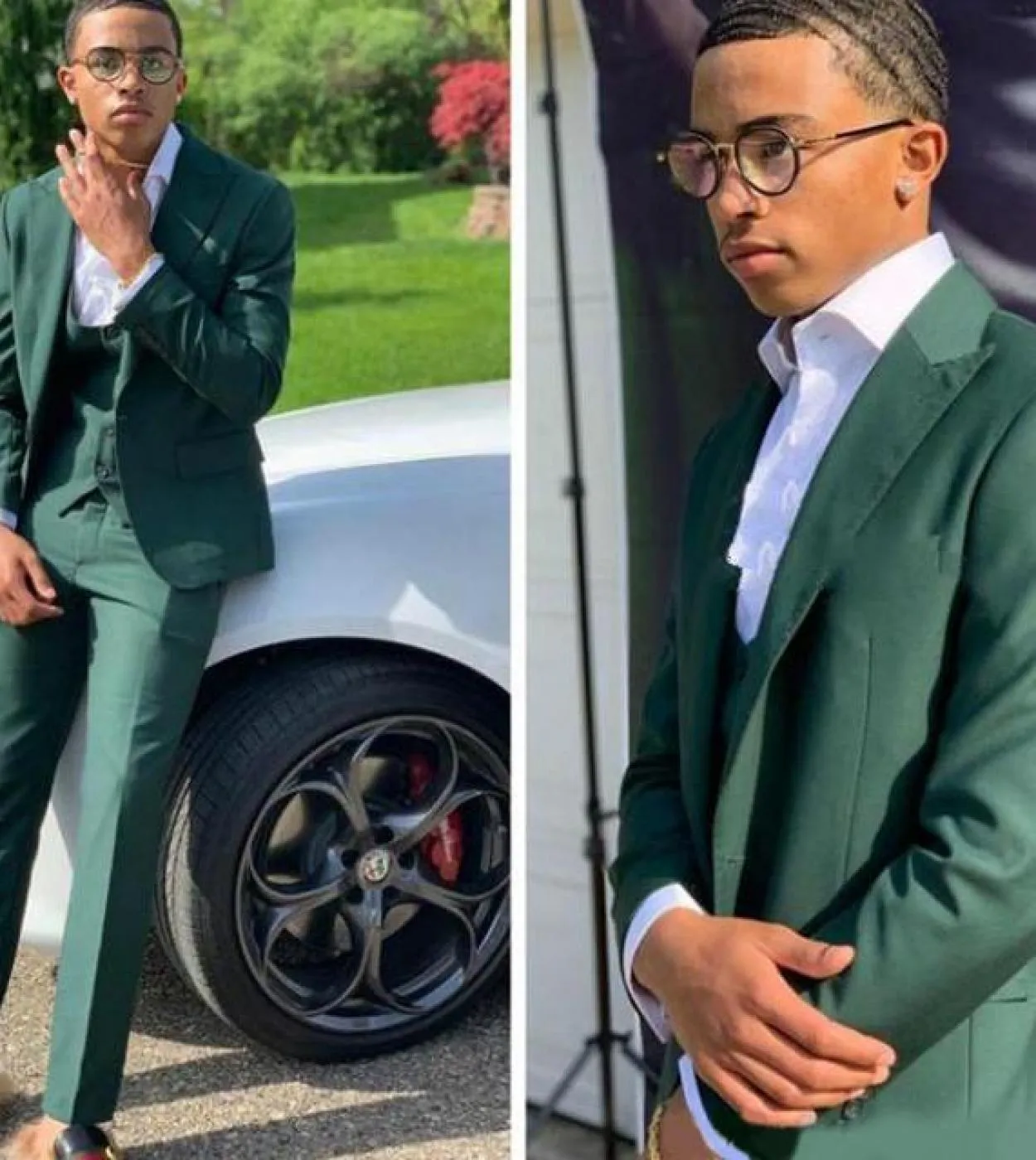 Costume verde Homme Smoking da sposo da sposo Uomo Abiti da sposo Risvolto con visiera Slim Fit One Button Prom Party Blazer Jac