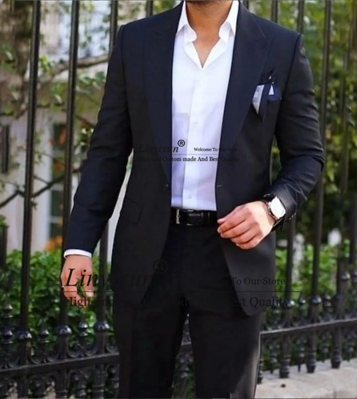 Fashion Black Daily Abiti da uomo Blazer formale da lavoro Slim Fit Wedding Groom Tuxedo 2 pezzi Set Terno Masculino Jacket P