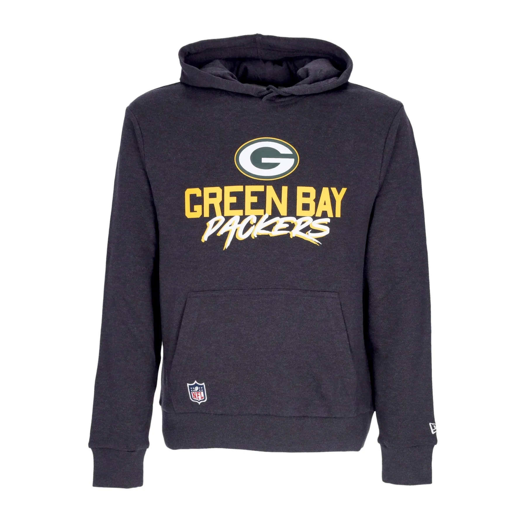 Felpa Cappuccio Uomo Nfl Script Team Hoody Grepac Heather Graphite/green