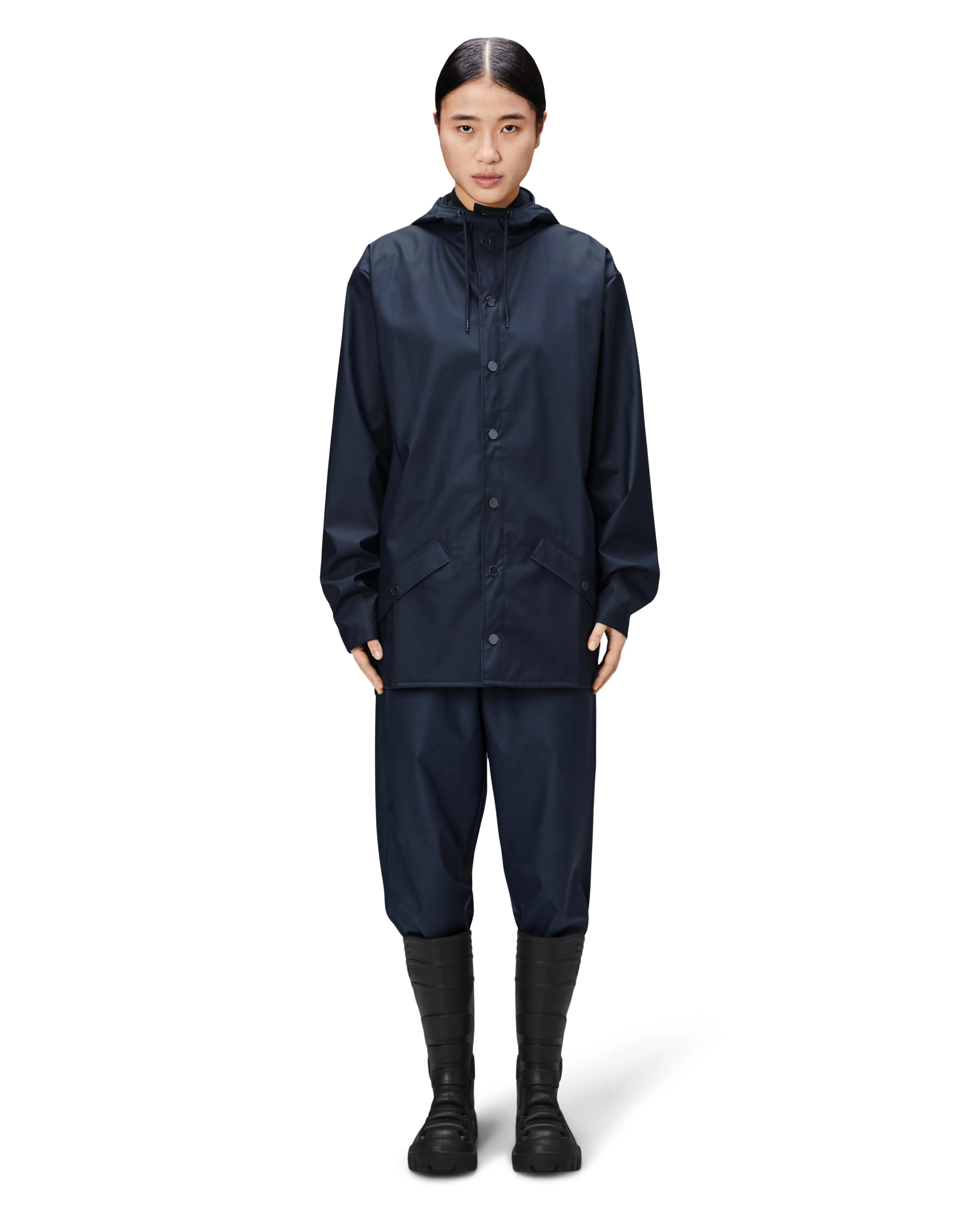 Jacket impermeabile blu navy con cappuccio