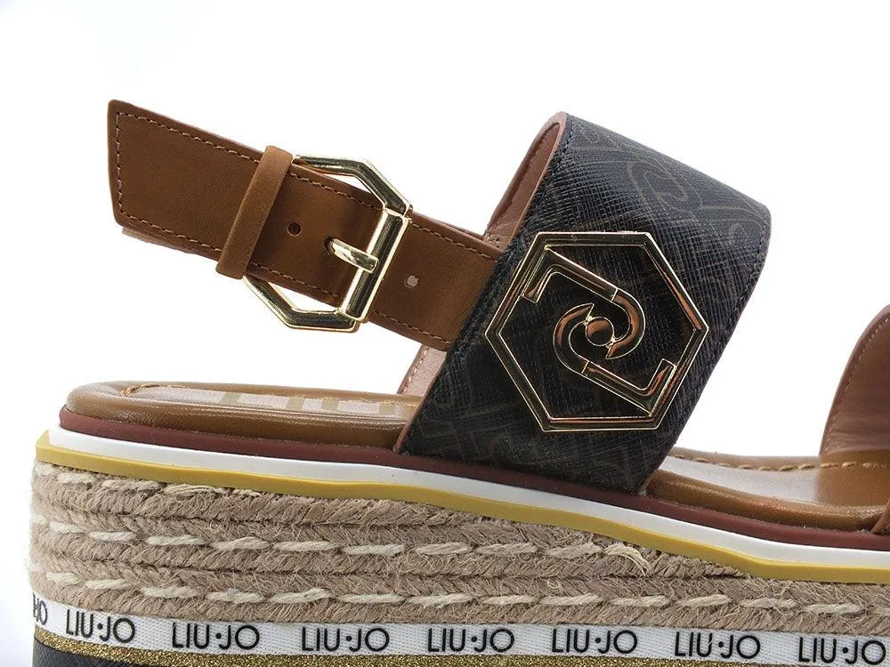 LIU JO Noemi 01 Sandalo Flat Form Pelle Brown SA2177P0102