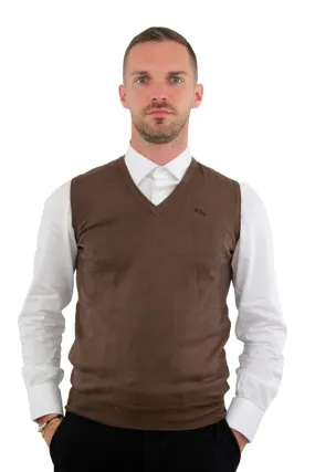 MAGLIONE SMANICATO MARRONE 