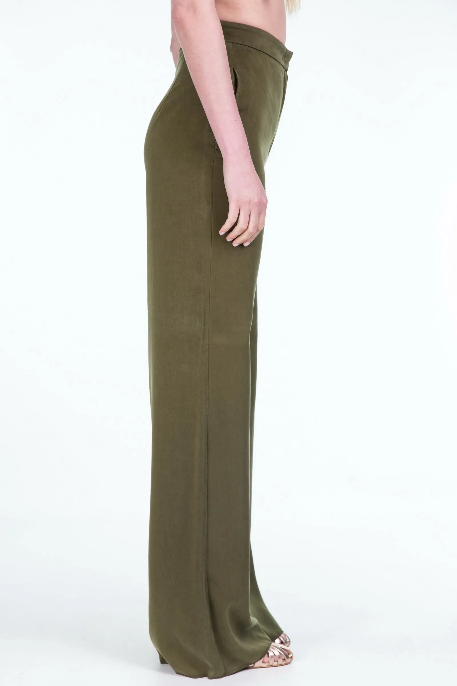 MAX MARA STUDIO pantalone fluido in raso GARDENA