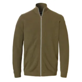 Pre End cardigan liscio modern fit con zip Verde oliva