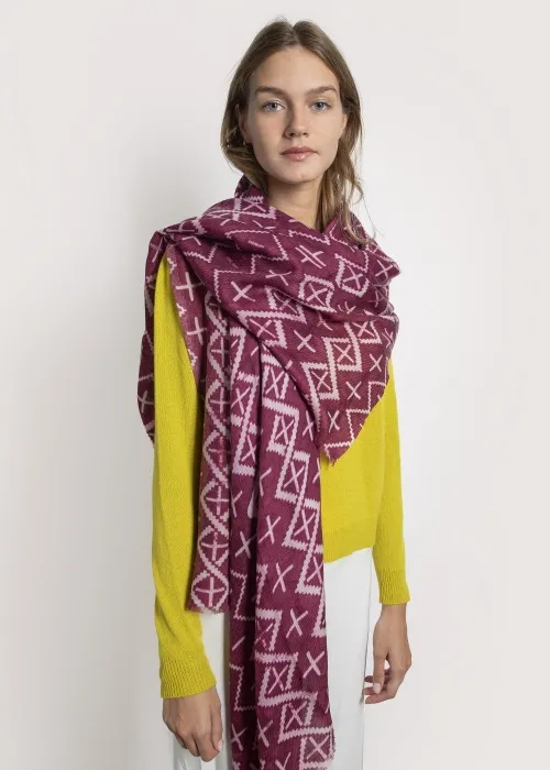Stola in cashmere cross Rosa e Fucsia
