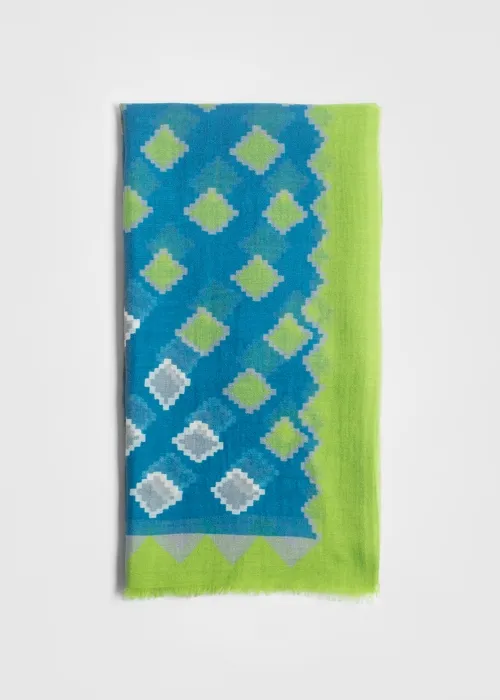 Stola in cashmere light Geometric Turchese