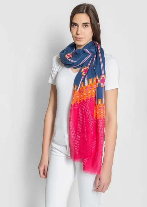 Stola in cashmere light Sampot Fucsia e Blu