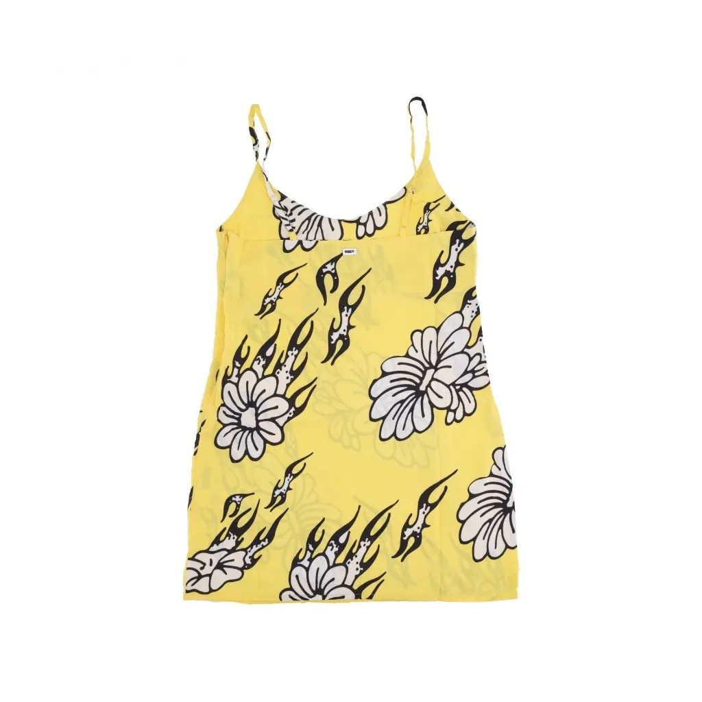 vestito donna flamin flower dress CYBER YELLOW