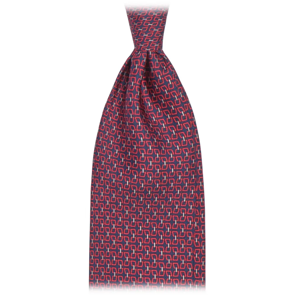 Viola Milano - Cravatta in Seta Italiana con Chiusura a Catena - Navy/Vino - Handmade in Italy - Luxury Exclusive Collection