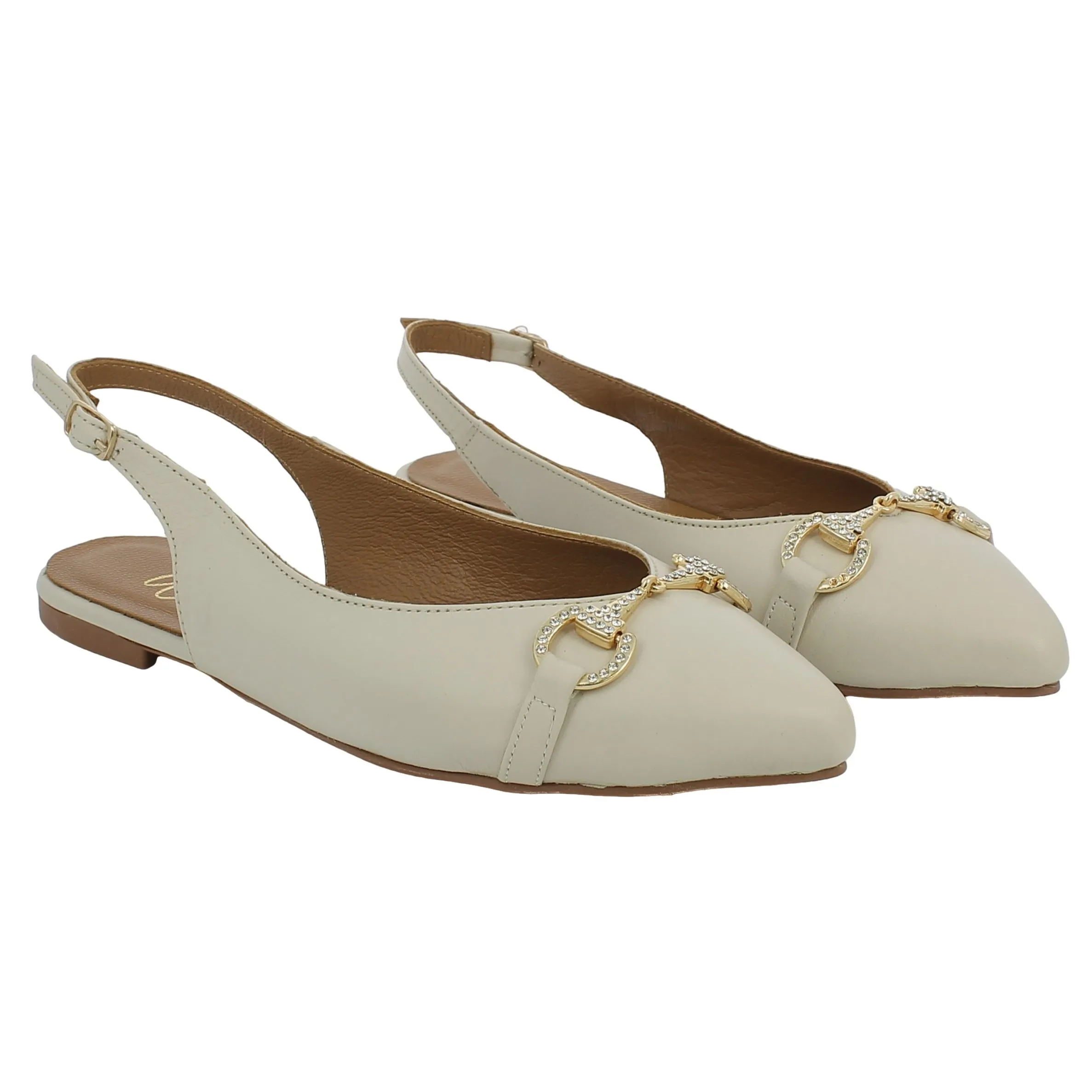 Wave  Sandalo a punta beige con slingback 