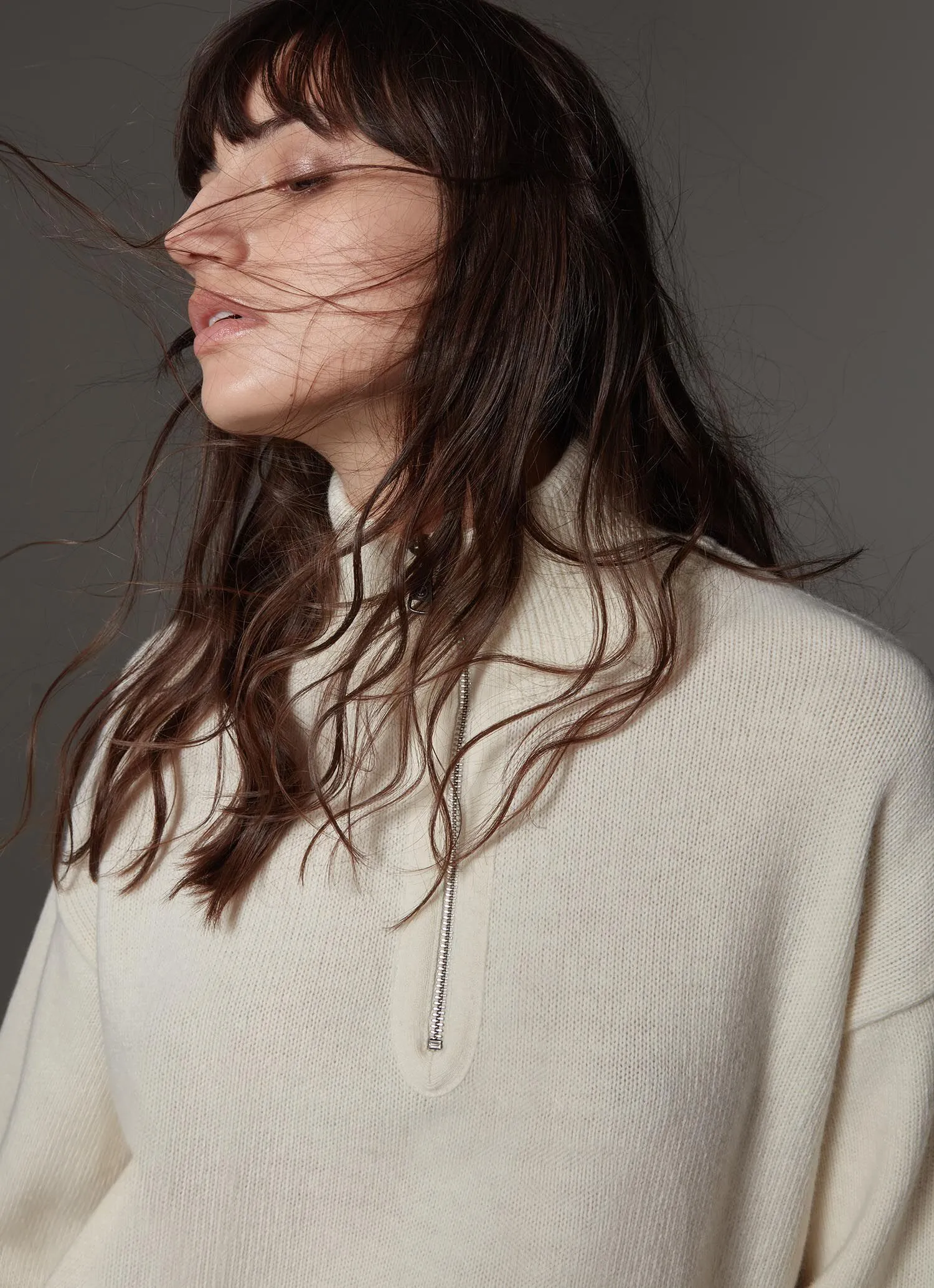 Wool-blend polo-neck sweater