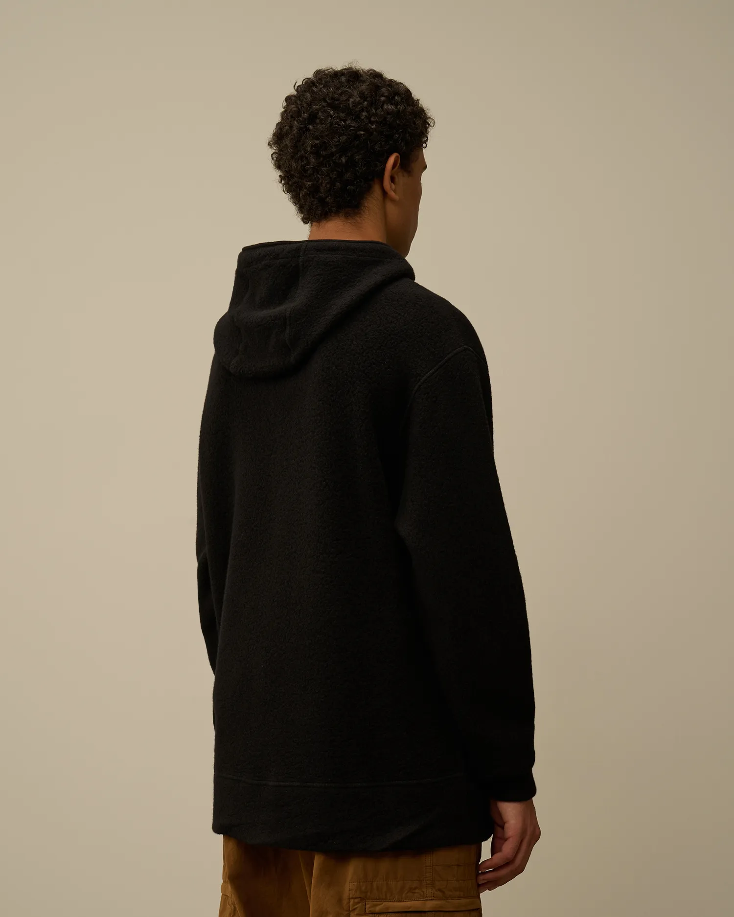 Wool Polar Fleece Hooded Sweatshirt